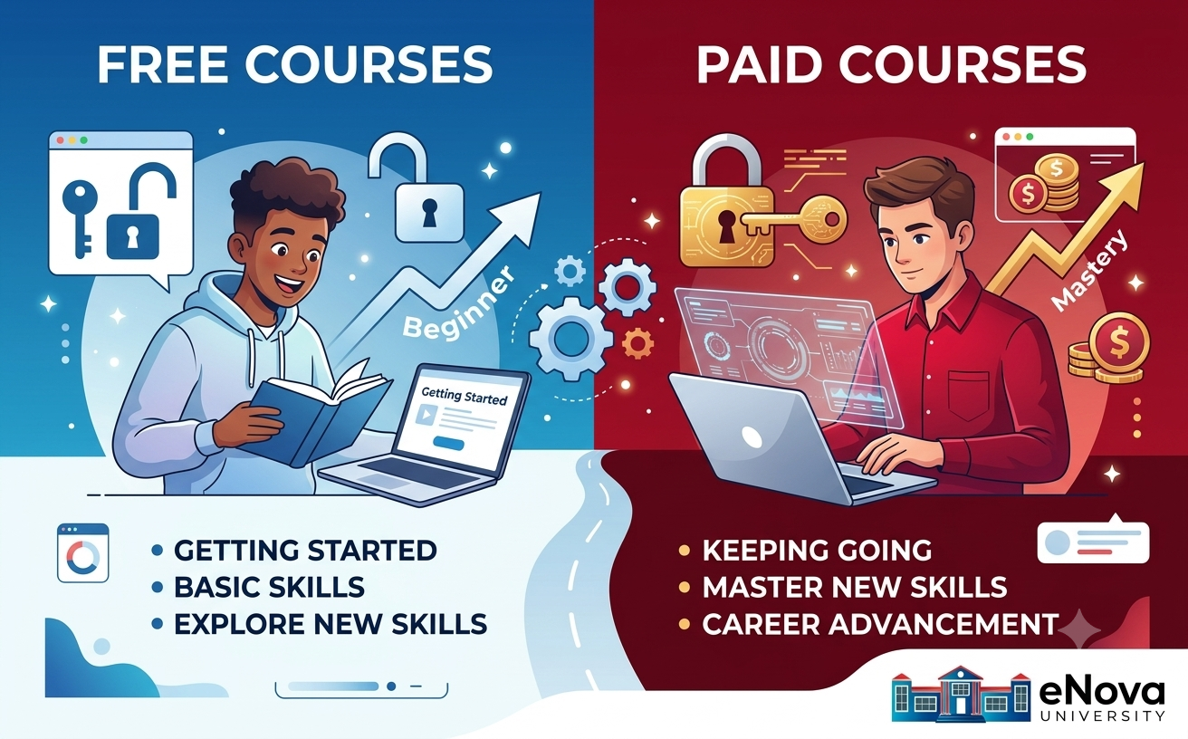 Free vs. Paid Courses on Enova University: Finding the Right Learning Path for You
